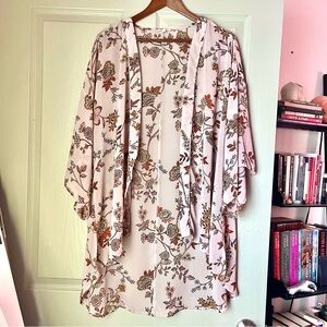 Mairices pink flowered kimono shawl top